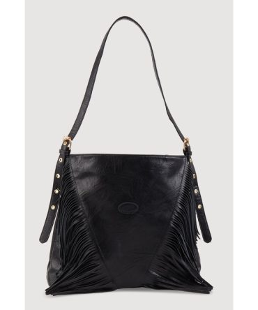 Faux Leather Fringe Hobo Bag