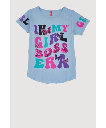 Girls Sequin Boss Era Graphic Tee