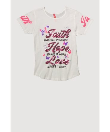 Girls Sequin Faith Hope Love Graphic Tee