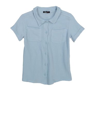 Girls Textured Knit Button Front Shirt