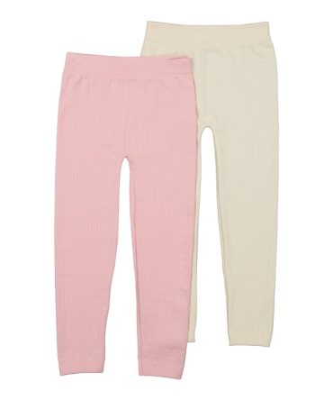 Girls Textured Knit Leggings 2 Pack Set