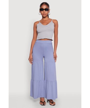 High Waisted Tiered Palazzo Pants