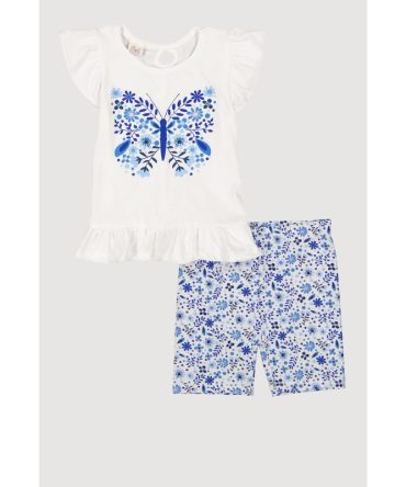 Little Girls Butterfly Floral Print Top and Shorts