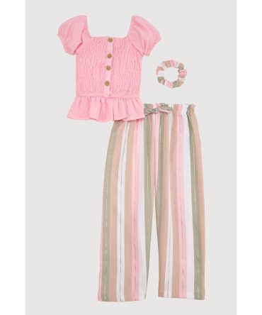 Little Girls Smocked Peasant Top and Striped Pants