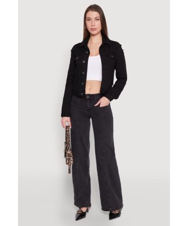 Madden Girl Decorative Stitch Pintuck Wide Leg Jeans
