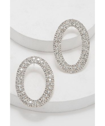 Rhinestone Oval Drop Earrings