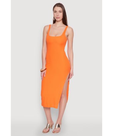 Square Neck Side Slit Tank Dress