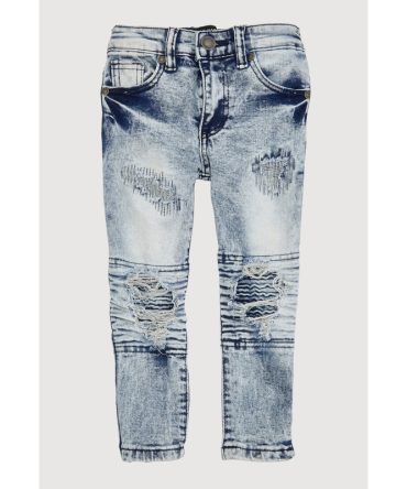 Toddler Boys Mineral Wash Distressed Moto Jeans