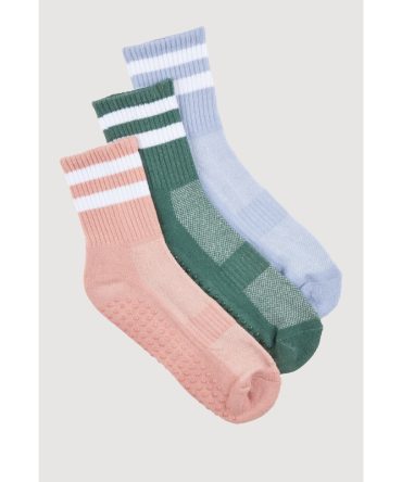 Varsity Stripe Pilates Socks 3 Pack Size 4-10