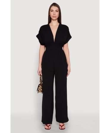 Airy Dolman Sleeve Plunge Jumpsuit