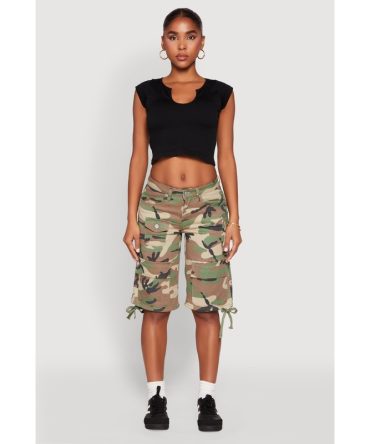 Almost Famous Denim Camo Cargo Shorts