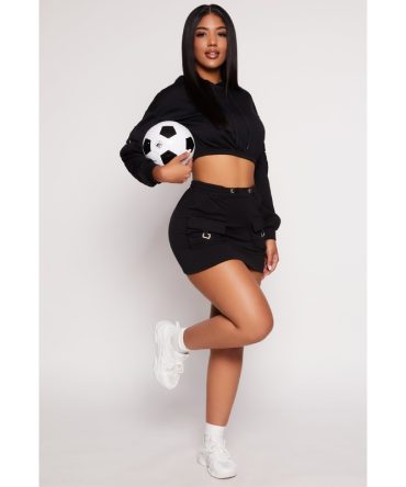 Almost Famous Fleece Cargo Pocket Mini Skirt