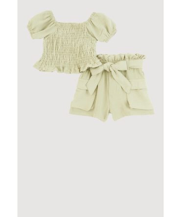 Baby Girls 12-24M Smocked Peasant Top and Shorts