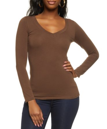 Basic V Neck Long Sleeve Top