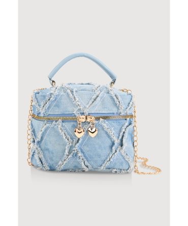 Decorative Stitch Denim Convertible Crossbody Handbag