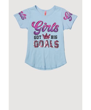 Girls Sequin GOALS Graphic Tee