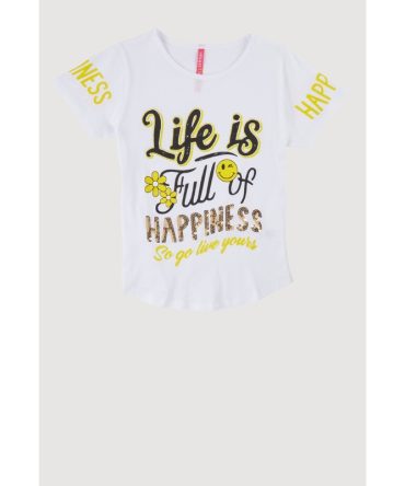Girls Sequin Happiness Graphic Tee