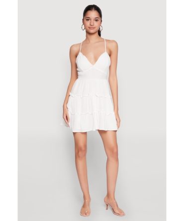 Iris Criss Cross Back Tiered Mini Dress