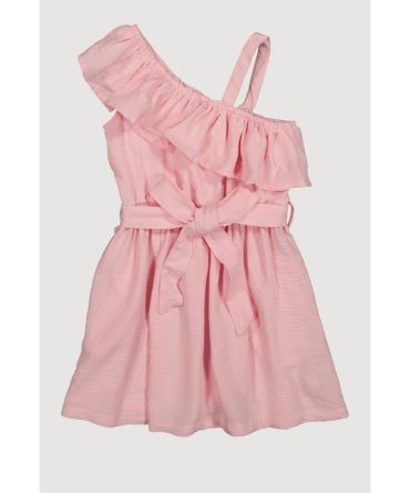Little Girls One Shoulder Ruffled Dress