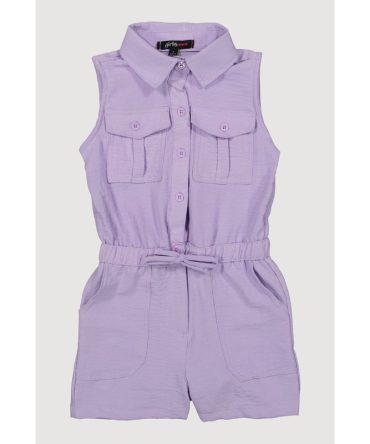 Little Girls Sleeveless Button Front Romper