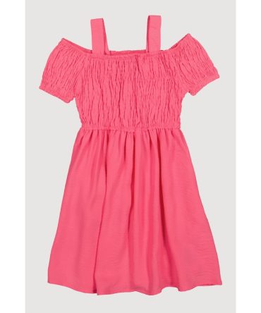 Little Girls Smocked Cold Shoulder Dress