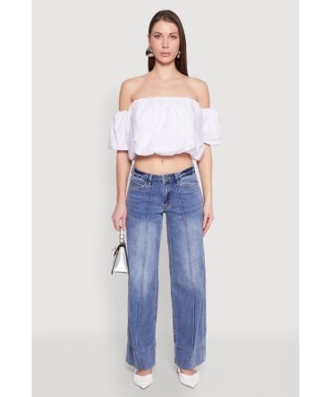 Madden Girl Pintuck Wide Leg Jeans