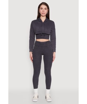 Rib Knit Mineral Wash High Waisted Leggings