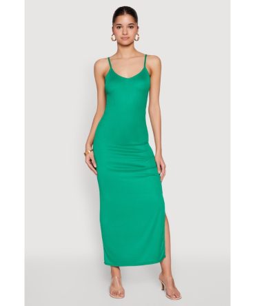 Side Slit V Neck Maxi Dress