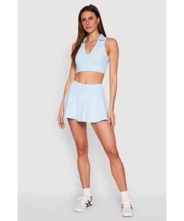 Tiered Back High Waist Skater Skort