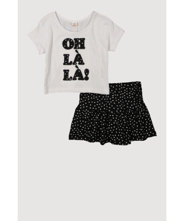 Toddler Girls Oh La La Graphic Tee and Ruffle Trim Skort
