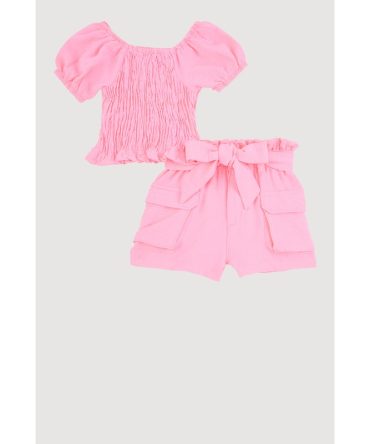 Toddler Girls Smocked Peplum Top and Cargo Shorts