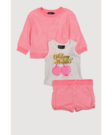 Toddler Girls Terry Cloth Sweatshirt and Shorts with Tank Top