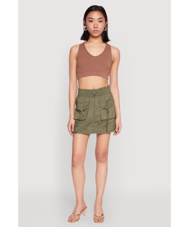 Toggle Drawstring Mini Cargo Skirt