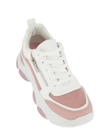 Zipper Detail Chunky Sole Lace Up Sneakers