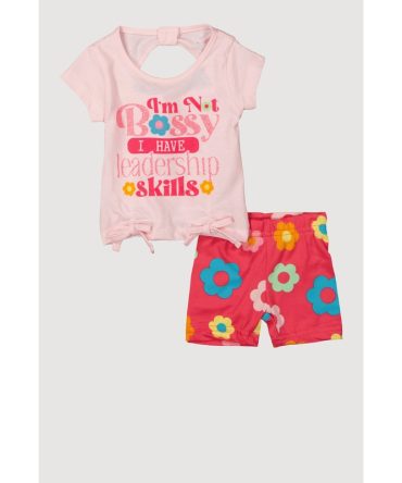 Baby Girls 0-9M Im Not Bossy Graphic Top and Shorts