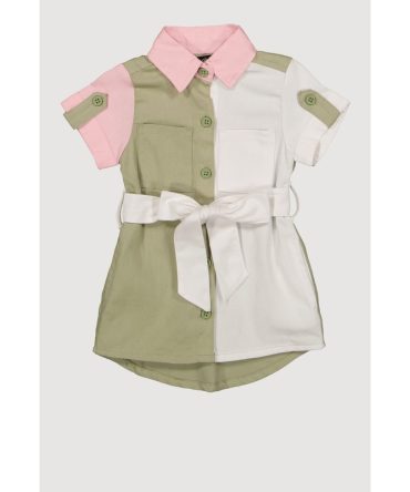 Baby Girls 12-24M Color Block Twill Shirt Dress