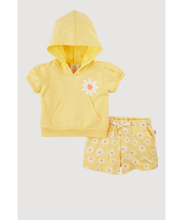 Baby Girls 12-24M Daisy Graphic Hooded Top and Shorts