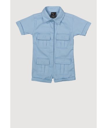 Baby Girls Twill Mineral Wash Utility Romper