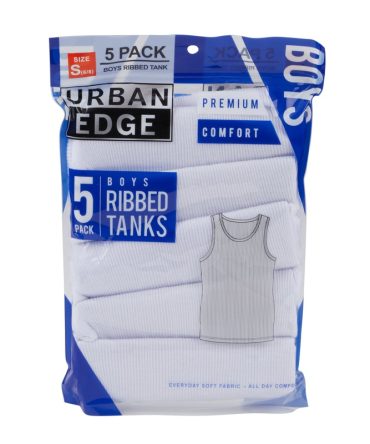 Boys 5 Pack Ribbed Knit Tank Tops