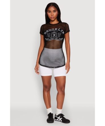 Brooklyn Graphic Fishnet Tunic Top