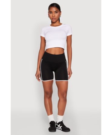 Contrast Trim Biker Shorts