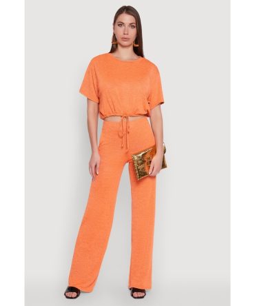 Daisy High Waisted Wide Leg Brushed Knit Pants