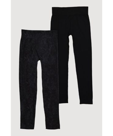 Girls Rib Knit Seamless Leggings 2 Pack