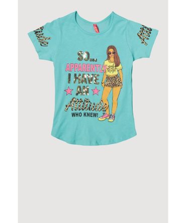 Girls Sequin Attitude Graphic Tee