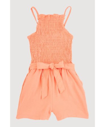 Girls Sleeveless Smocked Romper