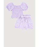 Girls Smocked Top and Striped Pants with Scrunchie