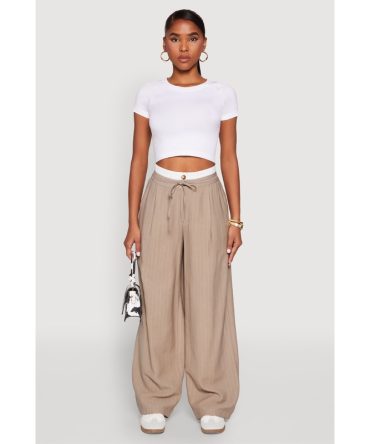 Iris Contrast Waistband Pinstripe Trousers