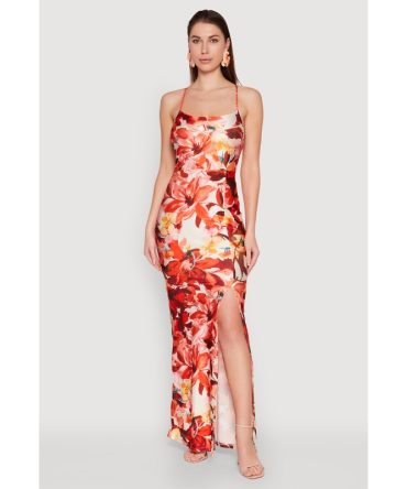 Iris Slit Front Floral Maxi Dress