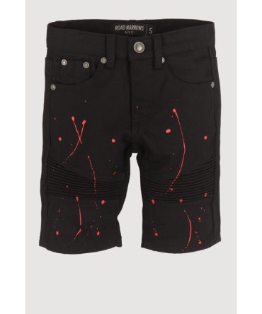 Little Boys Paint Splatter Moto Denim Shorts