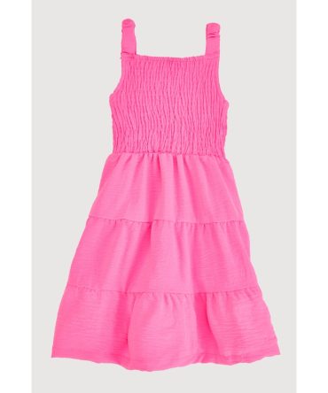 Little Girls Sleeveless Smocked Tiered Dress